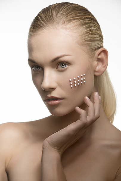 cosmetic treatment on clear female visage - Fotó, kép