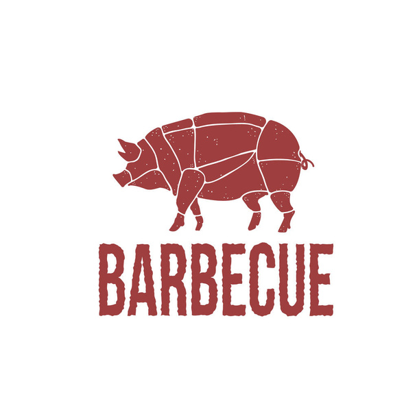 Schweinefleisch, Pig Vintage Logo Design-Inspiration. Grill-Logo - Vektor, Bild