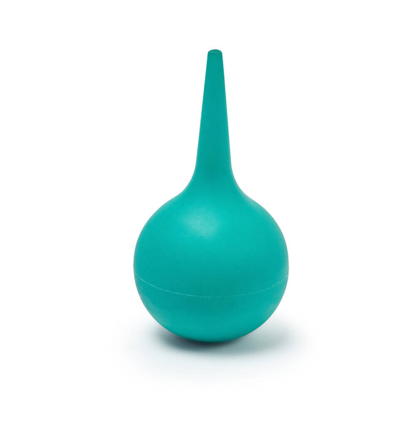 green rubber bulb syringe for douching isolated on white background - Photo, Image