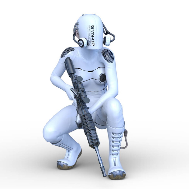 3D rendering of cyber woman - Фото, изображение