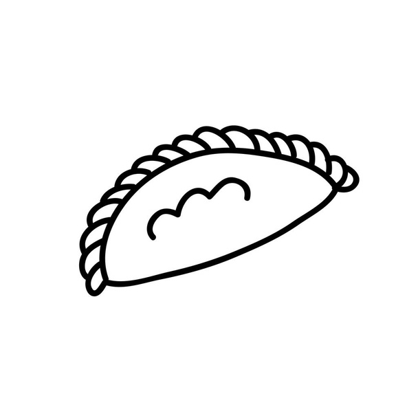empanada doodle εικονίδιο, διανυσματική γραμμή εικονογράφηση - Διάνυσμα, εικόνα