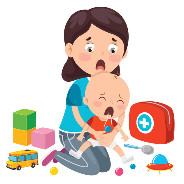 Εκτέλεση CPR πρώτες βοήθειες για το μωρό - Διάνυσμα, εικόνα