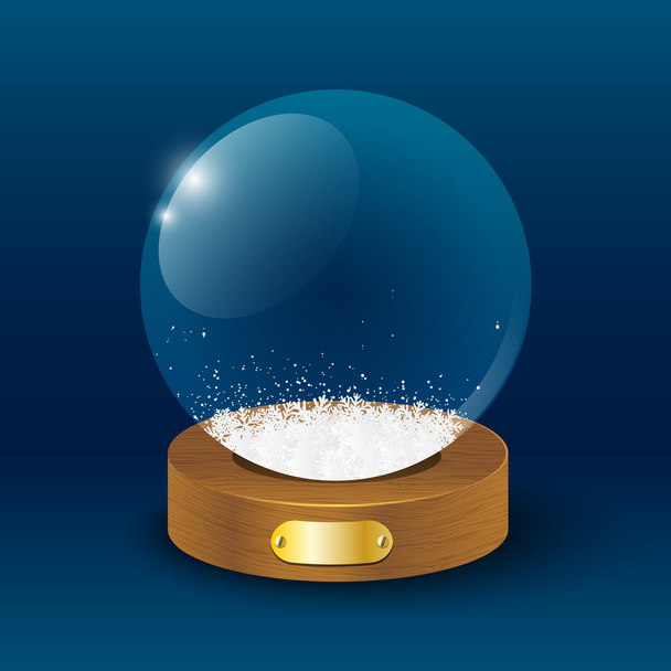 glazen bal met witte sneeuwvlokken - Vector, afbeelding