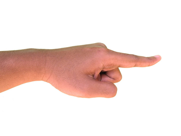 Gesty dłoni, znaki wskazujące palcem wskazującym coś, izolowane na białym tle - Zdjęcie, obraz