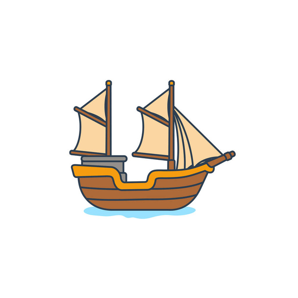 Pinisi, Indonesian Traditional Ship, Vector Illustration Design - Вектор,изображение