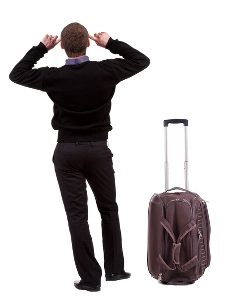 Businessman traveling with suitcase - Fotoğraf, Görsel