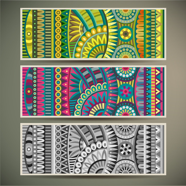 abstract vector tribal etnische achtergrond instellen. drie varianten van kleur - Vector, afbeelding