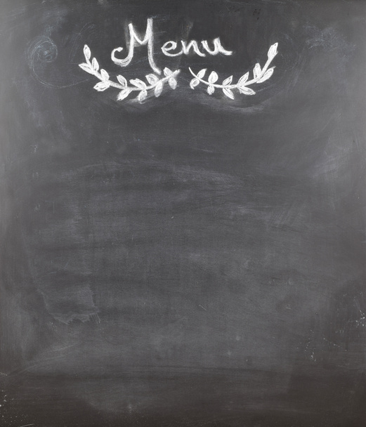 Closeup of dusty black chalkboard menu. - Foto, imagen