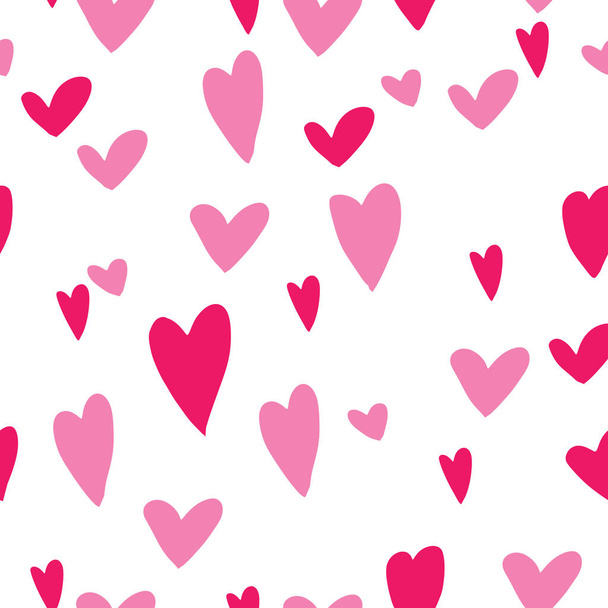 Cute Seamless heart pattern. Red and pink heart background vector pattern. - Vektör, Görsel