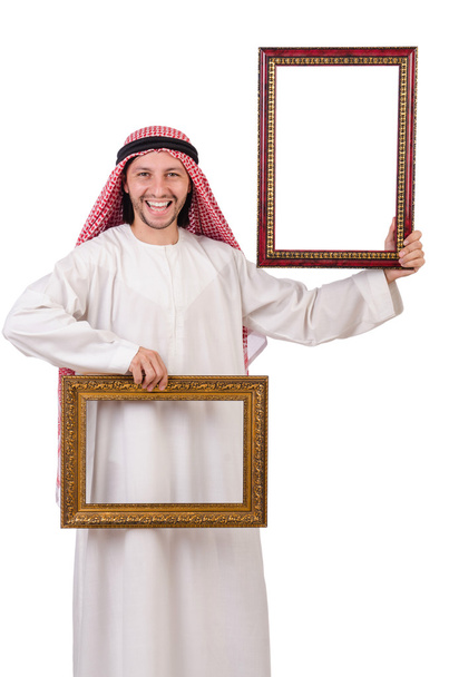 Arab with picture frame on white - Photo, Image