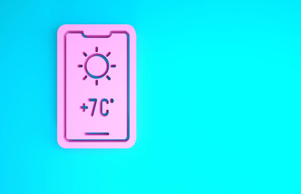 Icona previsioni meteo rosa isolata su sfondo blu. Concetto minimalista. Illustrazione 3d rendering 3D
 - Foto, immagini