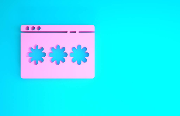 Protezione password rosa e icona di accesso di sicurezza isolata su sfondo blu. Sicurezza, protezione, protezione, privacy. Concetto minimalista. Illustrazione 3d rendering 3D - Foto, immagini