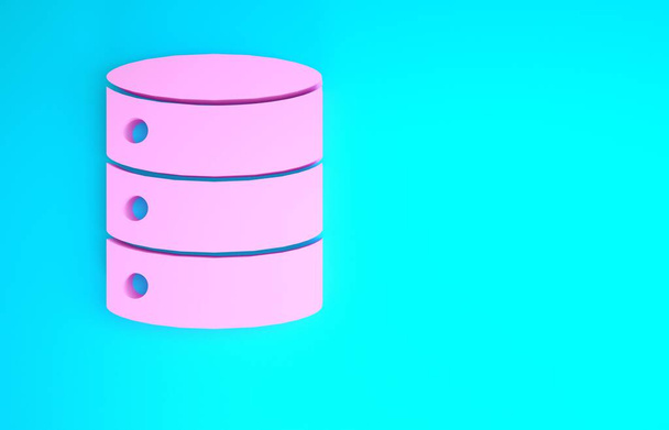 Pink Server, Data, Web Hosting ikona izolowana na niebieskim tle. Koncepcja minimalizmu. Ilustracja 3D 3D renderowania - Zdjęcie, obraz