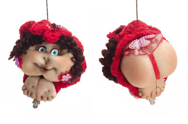 Ambos lados de la muñeca dama en sombrero rojo
 - Foto, Imagen