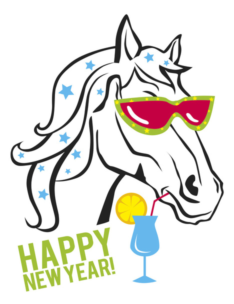 Merry Christmas funny horse - Vector, Image