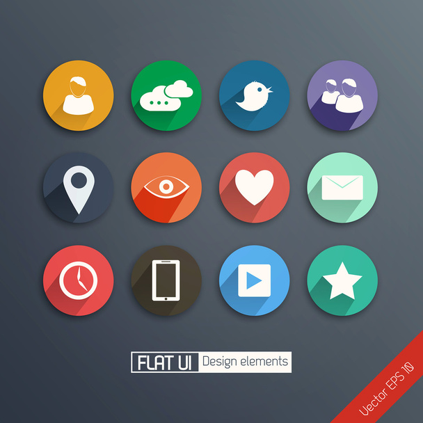 Universal Flat icon set for Web and Mobile. Vector - Vettoriali, immagini