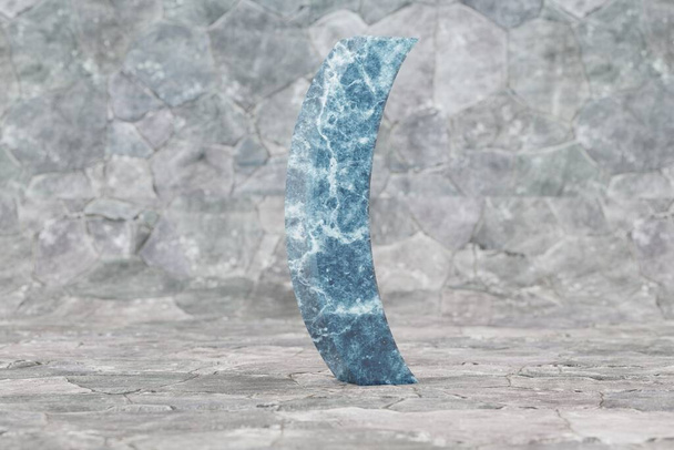Symbole de support rond en marbre 3D. Panneau en marbre bleu sur fond de pierre. Caractère de police rendu 3d
. - Photo, image