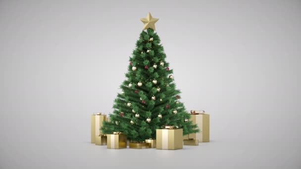 Karácsonyfa ajándékokkal és díszítésekkel - Felvétel, videó