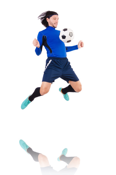 Ποδοσφαιριστής απομονωμένος στο λευκό φόντο - Φωτογραφία, εικόνα