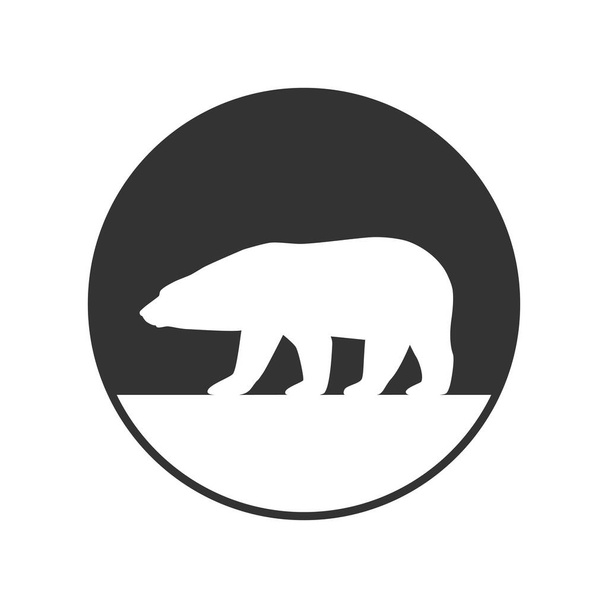 IJsbeer grafisch icoon. Arctische beer teken in de cirkel geïsoleerd op witte achtergrond. Wildlife symbool. Vectorillustratie - Vector, afbeelding