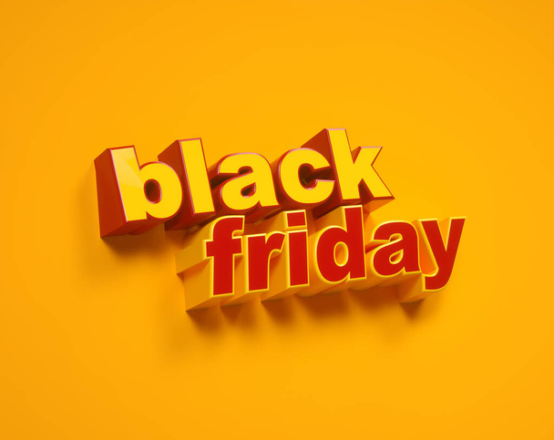 Black Friday Sale. Banner, poster, logo red yellow color on yellow background. 3d Rendering. - Photo, Image