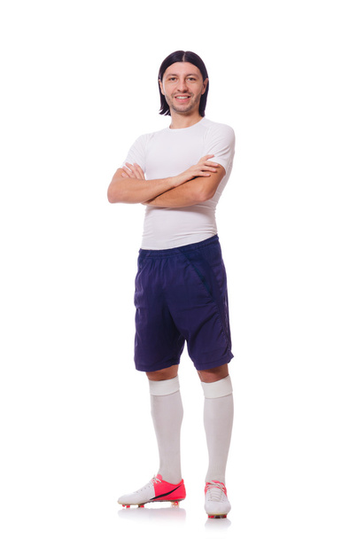 Young football player isolated on white - Fotoğraf, Görsel