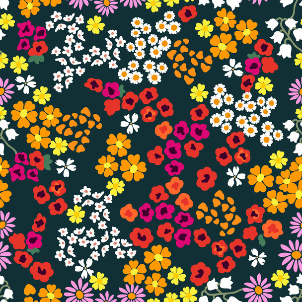 Trendy fabric pattern with small flowers. - Vektor, Bild