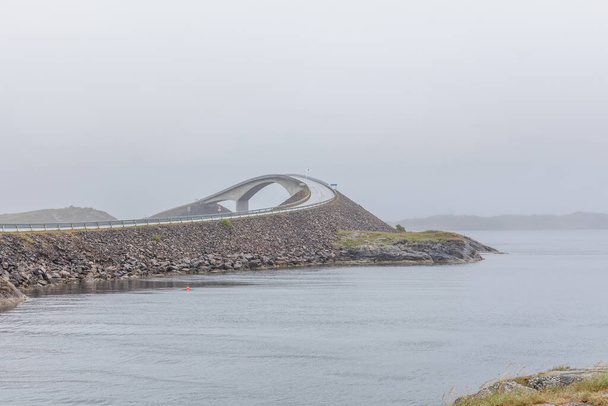 The famous road to nowhere. bridge Norway, Atlantic seaside, Picturesque road between island number 64 from city Kristiansund in city Moldi - Photo, Image