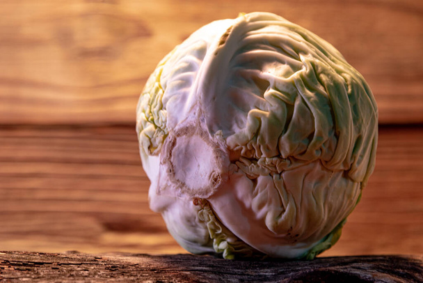 Fresh cabbage. It serves to prepare various culinary dishes, such as the famous sauerkraut (German) and cigars (Arabic). The leaves can also be sauted and used in soups. - Photo, image