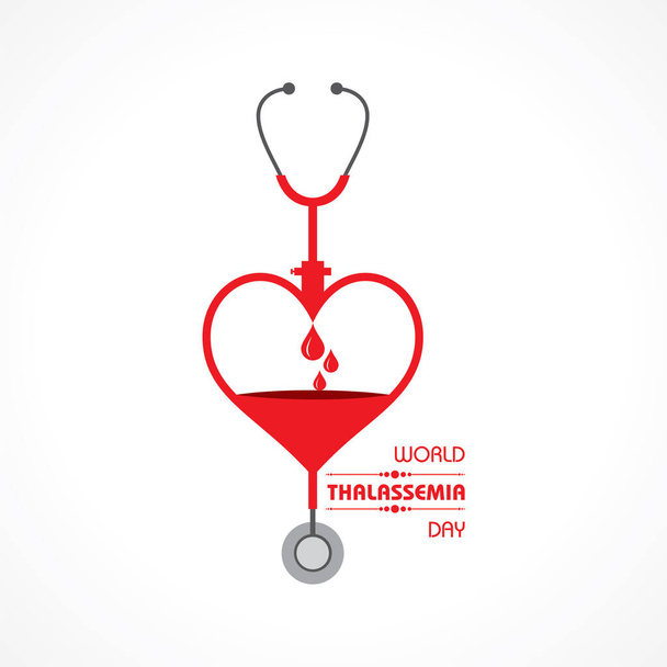 Thalassemia Günü teması üzerine vektör illüstrasyonu her yıl 8 Mayıs 'ta gözlemlenir. Thalassemias düşük hemoglobin üretimiyle karakterize kan bozukluklarıdır. - Vektör, Görsel