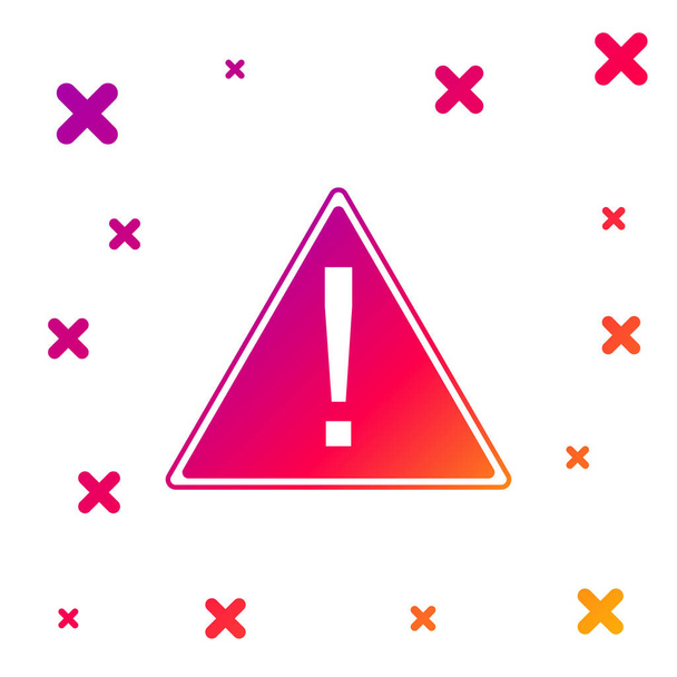 Color Exclamation mark in triangle icon on white background. Hazard warning sign, careful, attention, danger warning important information sign. Gradient random dynamic shapes. Vector Illustration - Vector, Image