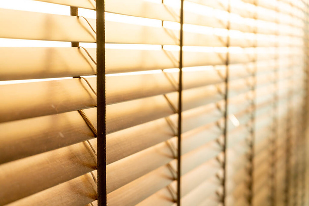 close-up wooden blinds window with copy space - Fotoğraf, Görsel