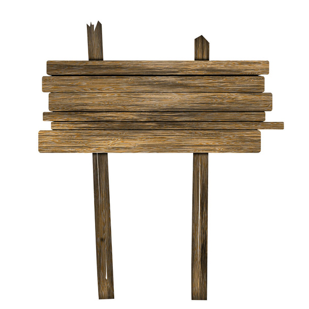 Poraněná dřevěná cedule - 3D ilustrace - Fotografie, Obrázek