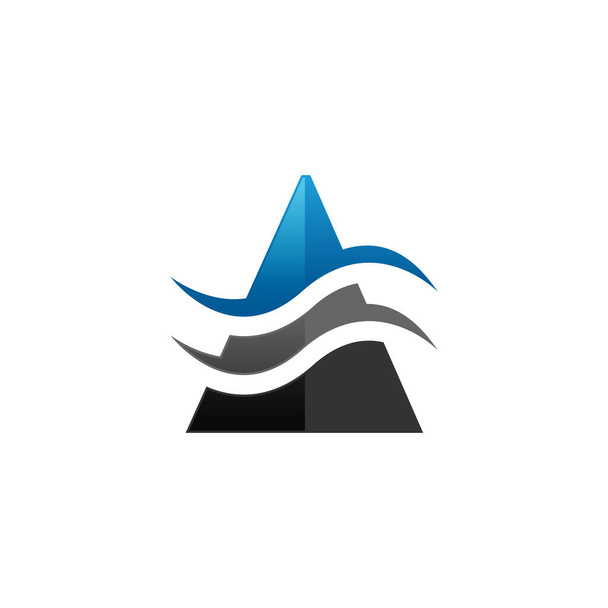 Eredeti betű A kék és szürke színű hullámok ikon logó sablon design vektor kép elszigetelt fehér háttér - Vektor, kép