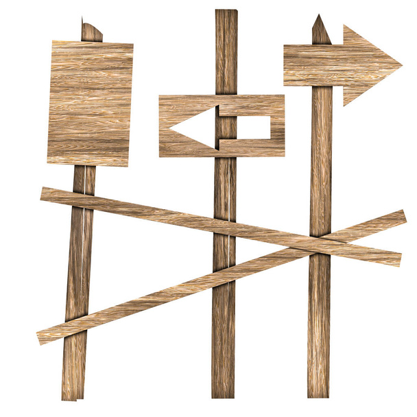Señal de madera maltratada - Ilustración 3D
 - Foto, imagen