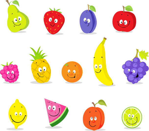 Coleção de desenhos animados de frutas - Ícone bonito do projeto liso da ilustração do vetor
 - Vetor, Imagem