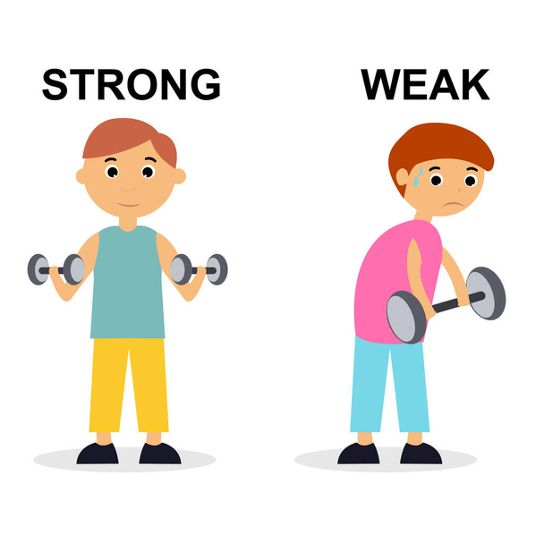 Strong and Weak comparison kids vector illustration design - Vector, Image