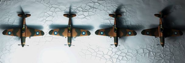 3D εικονογράφηση, παλιά πολεμικά αεροπλάνα - Φωτογραφία, εικόνα