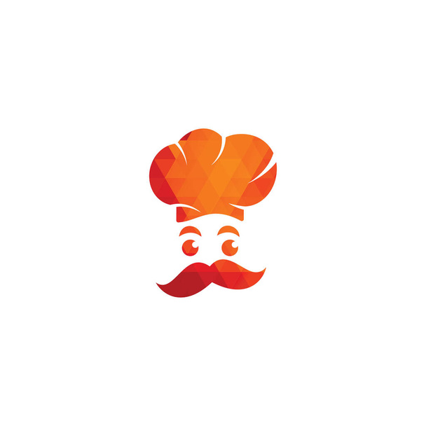 Σχεδιασμός λογότυπου Master Chef. Επικεφαλής σεφ με μουστάκι και λογότυπο vector γενειάδας. - Διάνυσμα, εικόνα