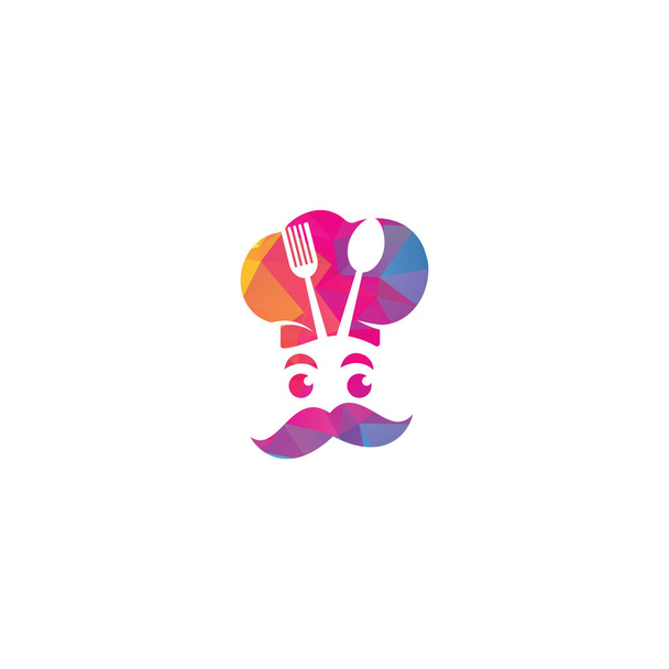 Master chef vector logo design. Head chef with mustache and beard vector logo. - Vector, Image