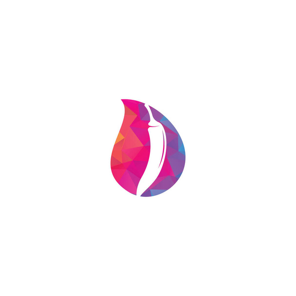 Chili en drop vector logo design.Hot food logo concept vector. Hot chili pictogram symbool. - Vector, afbeelding