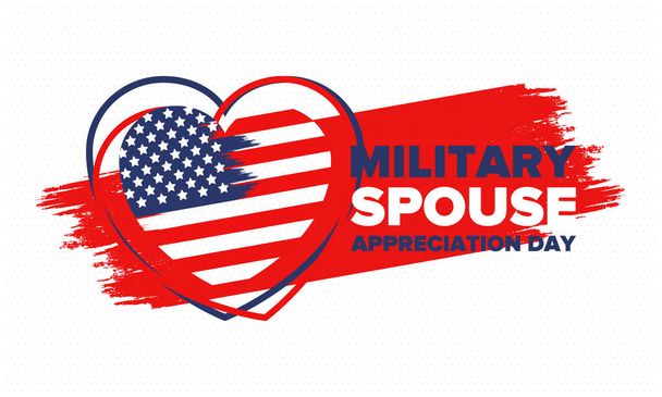 軍事配偶者の感謝の日。米国で祝われます。国軍の配偶者の貢献、支援、犠牲の国民の日の認識。ポスター、カード、バナー。ベクトル - ベクター画像
