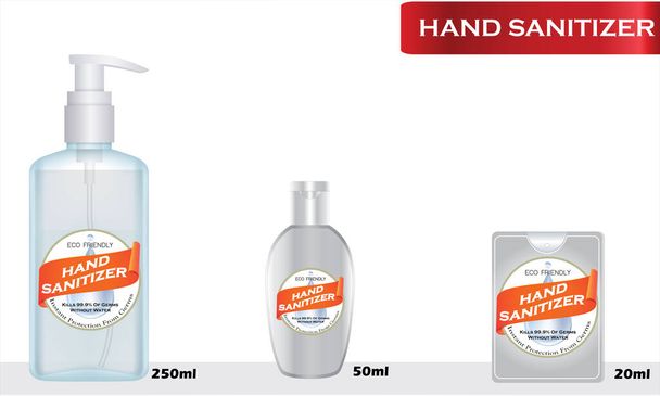 Hand sanitizer label design vector graphic template for packaging design. - Vector, Image