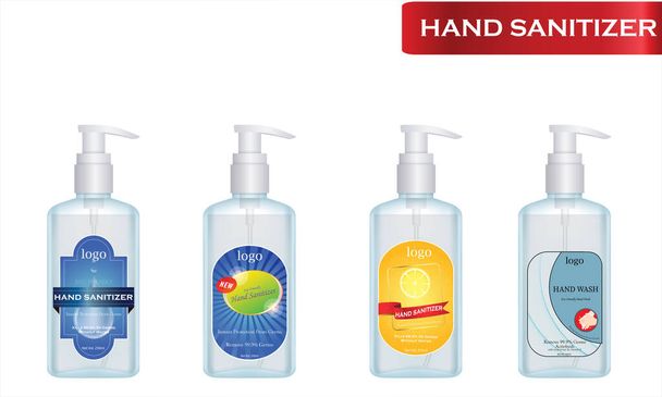 Hand sanitizer label design vector graphic template for packaging design. - Vector, Image