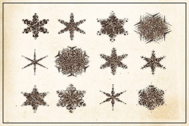 Ensemble de flocons de neige - affiche vintage demi-teinte
 - Photo, image