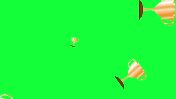 Golden award cups loop animated graphic elements green screen chroma key - Footage, Video