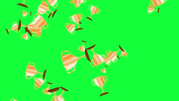 Золотые кубки, падающие анимация зеленый цветной экран ключ, безseamloop
 - Кадры, видео