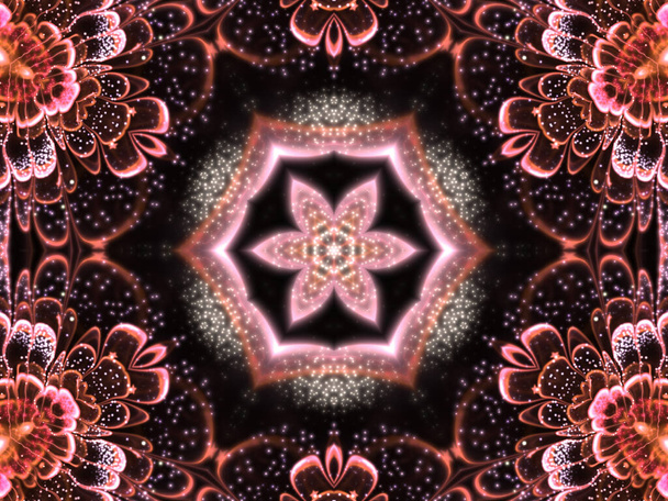 Dark floral fractal mandala, digital artwork for creative graphic design - Photo, Image
