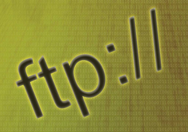 glowing ftp symbol over a yellow-green background - Photo, Image