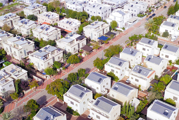 Middenklasse Suburbane buurthuizen, Luchtfoto. - Foto, afbeelding